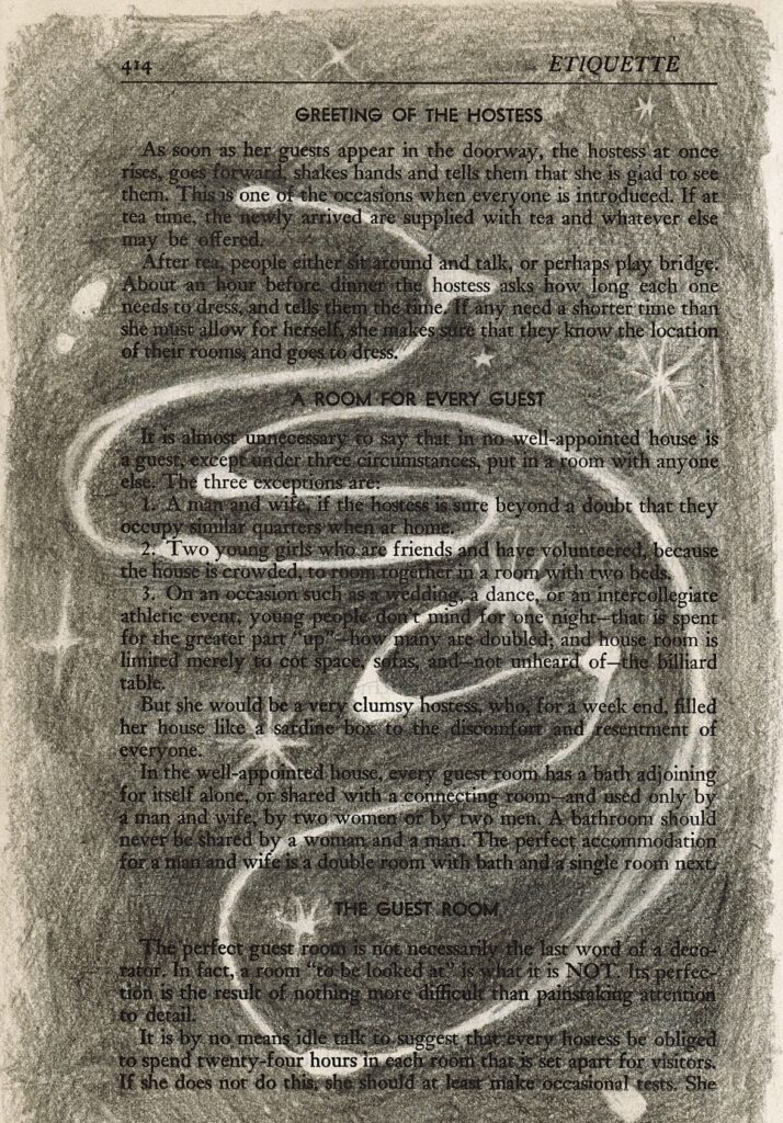 The page is colored in with pencil, leaving stars blank, and the words are connected with a long flowing piece of white space, ending with a star on the word "dance."