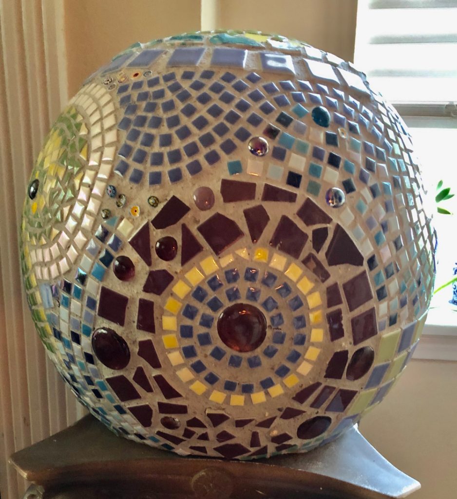 orb covered with mosaic tile