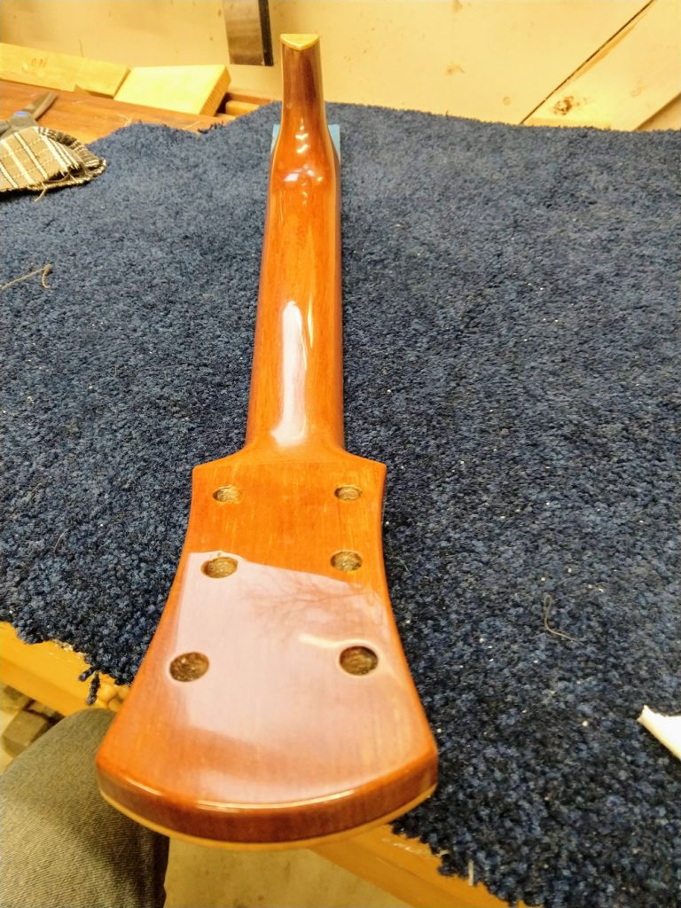 Neck of a guitar being built