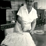 There was a large amount of overlap between housekeeping and dining jobs until the two were formally separated and standardized in 1972. Many housekeepers worked under two supervisors; one in housekeeping and one in dining. Their uniforms were similar, and sometimes exactly the same for both jobs. This cook in a photo from around 1972 looks like she would be at home in any of the housekeepers’ photos from the same period.