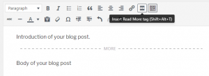 Insert read more tag button on wordpress toolbar