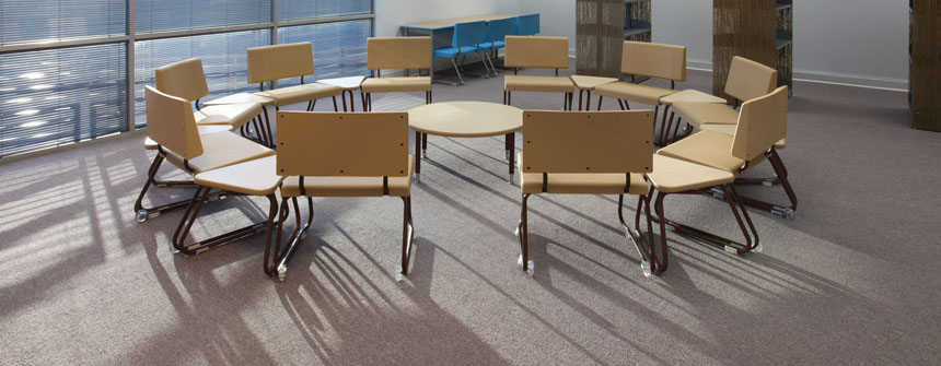 An image of chairs set up in a circle
