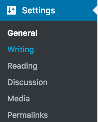 WordPress Settings in Dashboard 