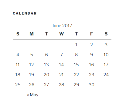 Calendar title on the calendar widget