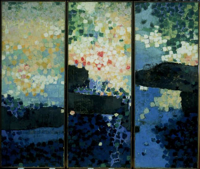 Abstract painting, tryptic