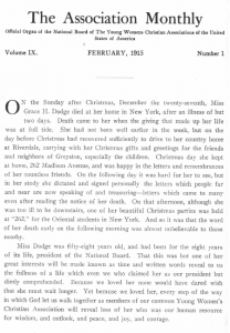 Image of page from the Association Monthly announcing Miss Dodge's death