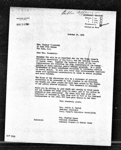 image of letter to Eleanor Roosevelt