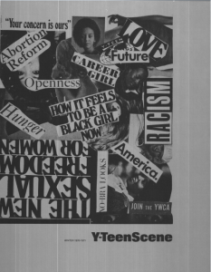 digitized image of a Y-Teen Scene cover that is a collage of words and pictures