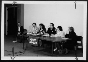 image of panel discussing rape crisis