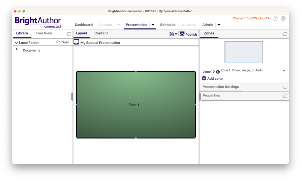 BrightAuthor layout page