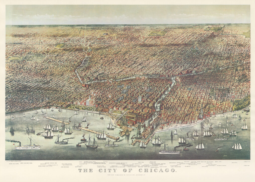 Axonometric map of the city of Chicago