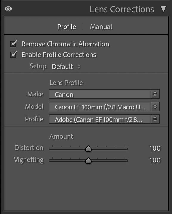 lens corrections adjustment box