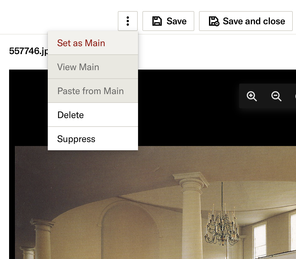 "Set as Main" under "Options" menu