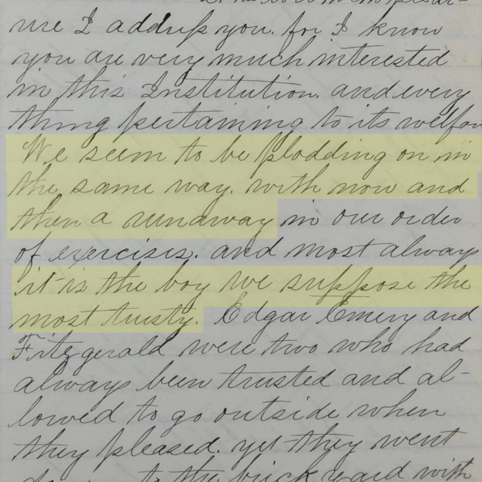 Handwritten letter with yellow highlighted text.