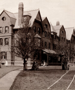 Wallace House exterior, 1889. Laura and Clara lived on the second story corner room seen on the left-hand side.