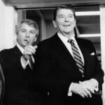 Former Press Secretary Larry Speakes (left) next to Former President Ronald Reagan (right).