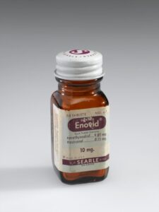 An image of a birth control pill bottle, labeled "Envoid"