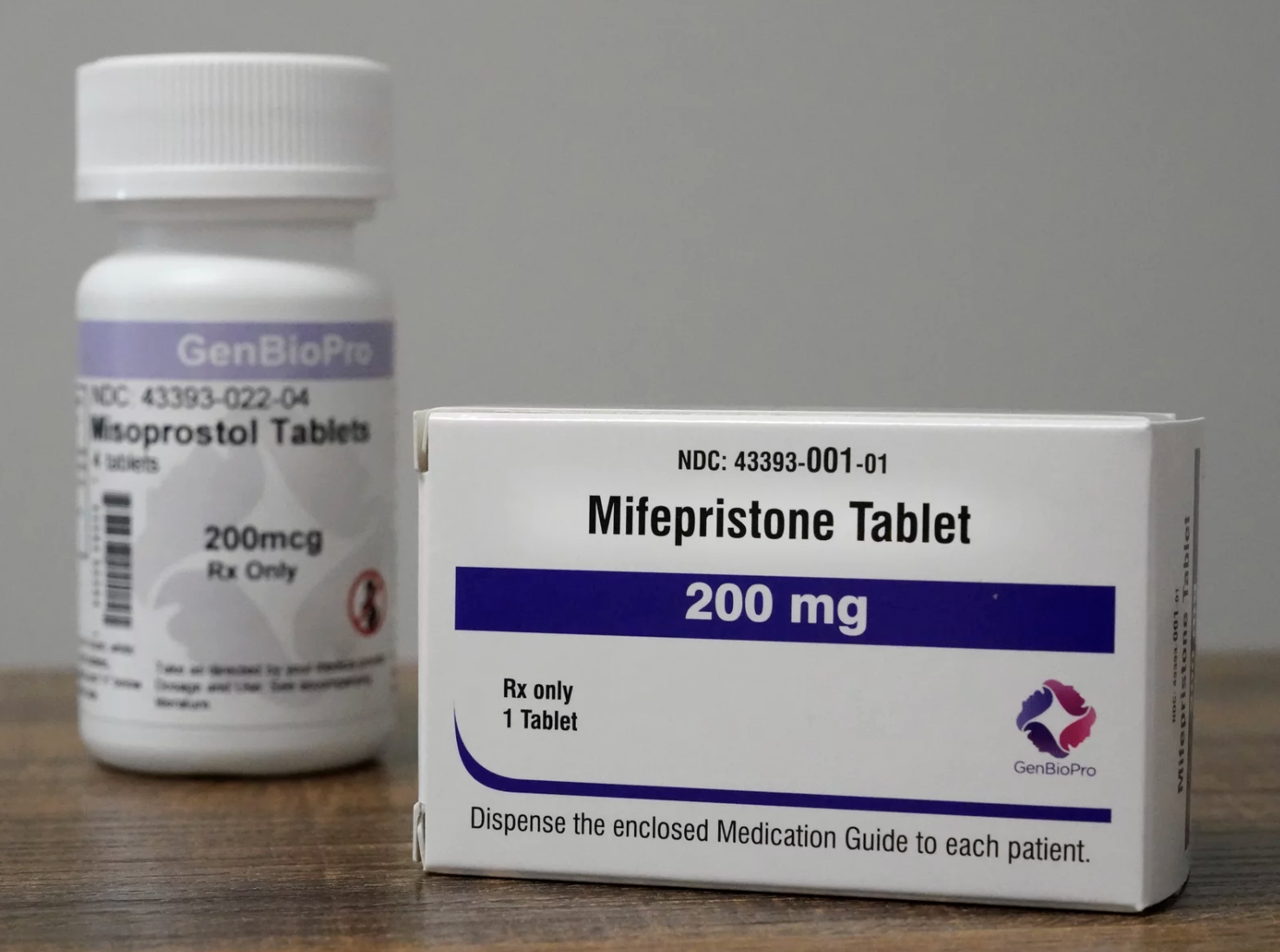A bottle and box of Mifepristone