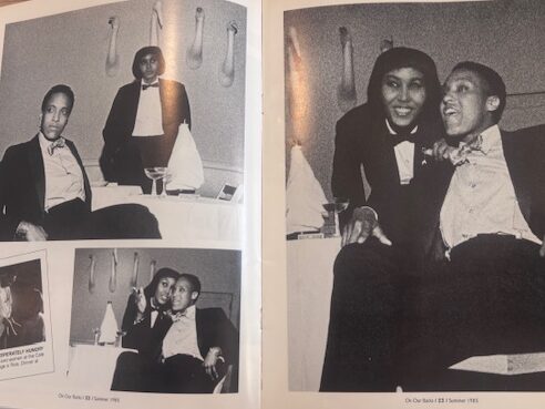 Photographs from On Our Back’s summer 1985 depicting women dressed in suits