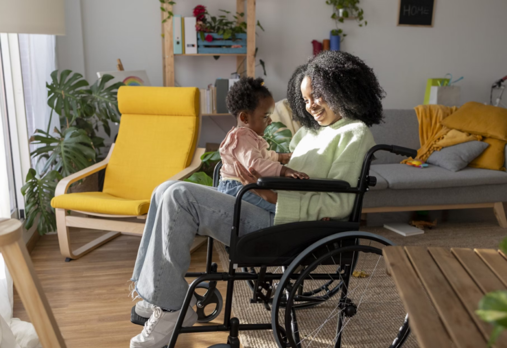 Disabled mother and child