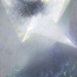 The skylight of MacIver's 61 Perry Street apartment served as inspiration for countless paintings. This one focuses on capturing a luminous moon beam, much like the "parcel of moonlight" she wrote about after visiting Cummings' writing room.