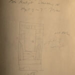 Above this sketch for a painting of a front door illuminated by moonlight is the quote: "Mrs. Moonlight scrubbing the steps of no. 9," a reference to Joyce's "Ulysses."