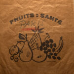 This fruit bag from Paris was kept by MacIver, presumably because she was taken by the charming drawings of fruit. The pear is especially similar to what we see in the following sketch of seeble pears.