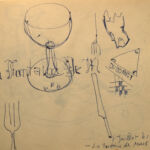 One of several set-table sketches and drawings done by MacIver throughout her career.