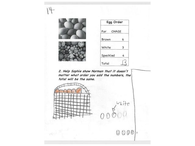 Image of Student 14's work on Problem 2 for the Eggs Story