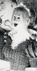A young woman, wearing a tiara, with a happy expression of surprise.