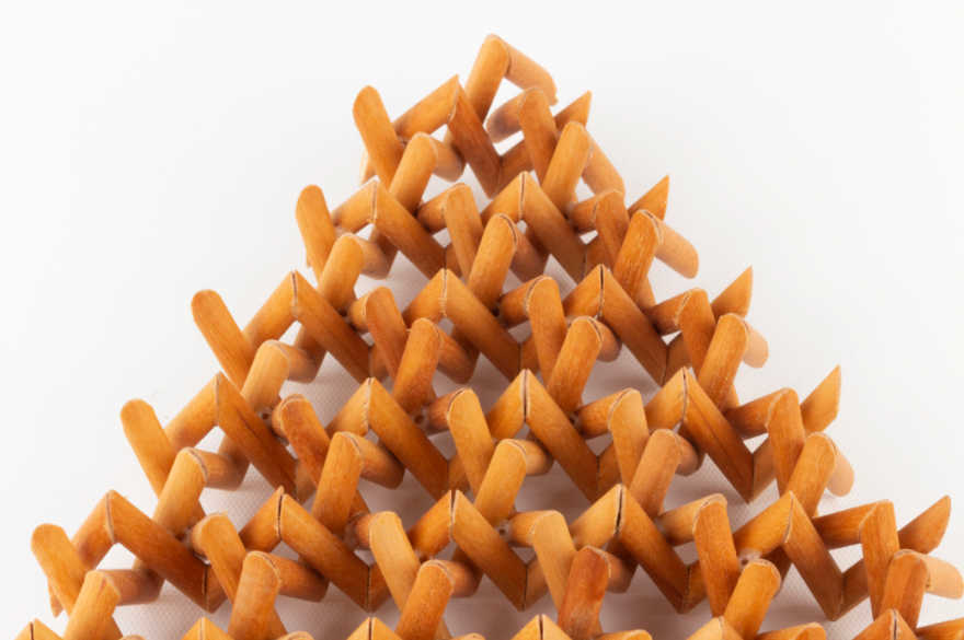 Geometric model made of wooden dowels