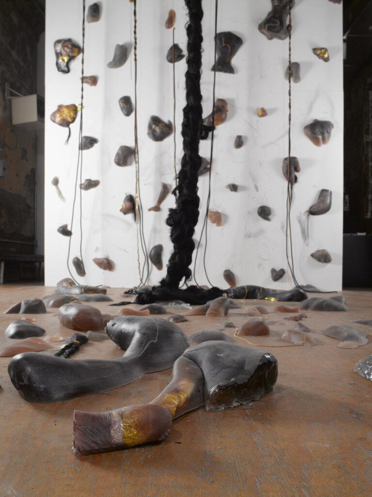 Installation view of "Braidrage" by Baseera Khan