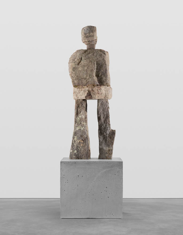 Stone humanoid statue entitled, "The Fascinated"