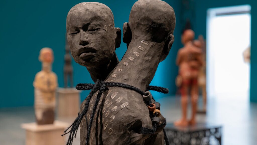 Close up of sculpture "Brace" by Rose B. Simpson