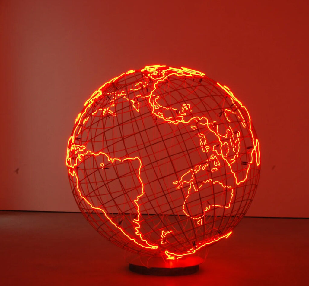 Sculpture titled "Hot Spot" by Mona Hatoum