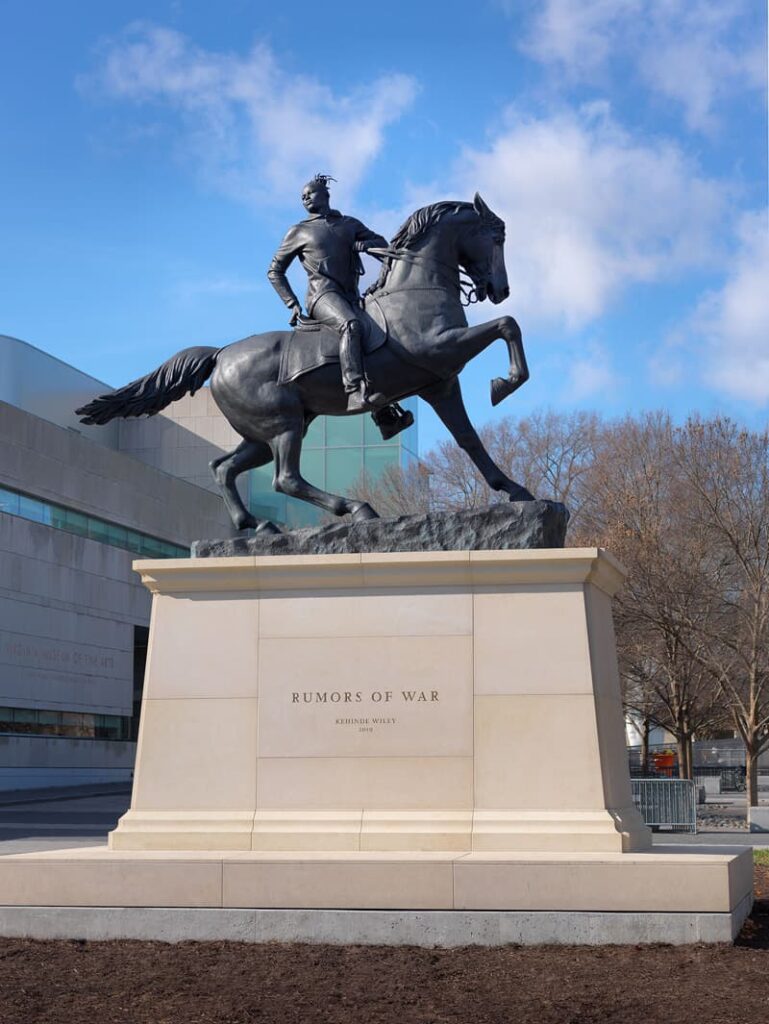 Sculpture titled "Rumors of War" by Kehinde Wiley