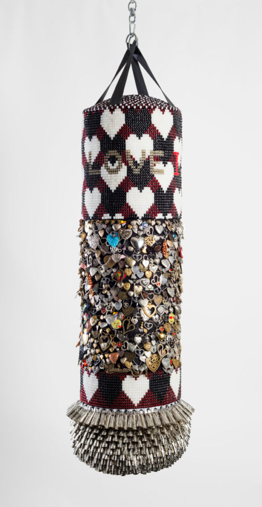 Sculpture titled "Love is the Drug" by Jeffrey Gibson