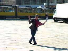 Still from video titled "Adrian Moves to Berlin" by Adrian Piper