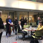 Jessica Nicoll gives a post-capstone reception speech.