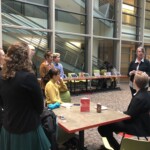 Jessica Nicoll gives a post-capstone reception speech.