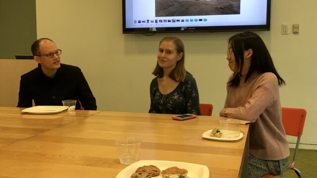 Concentrators Rowan Wheeler and Sophie Lei facilitate a discussion with Philip Bloom.