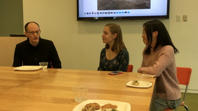 Concentrators Rowan Wheeler and Sophie Lei facilitate a discussion with Philip Bloom.