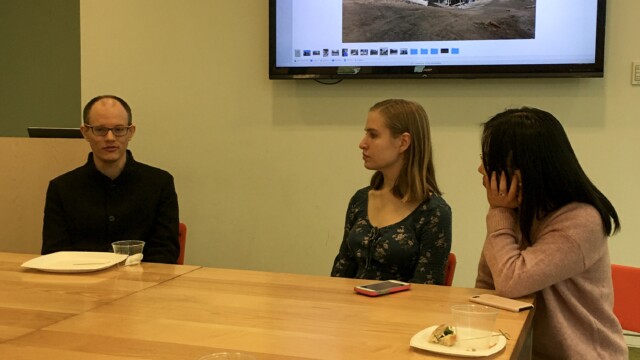 Concentrators Rowan Wheeler and Sophie Lei facilitate a discussion with Philip Bloom.
