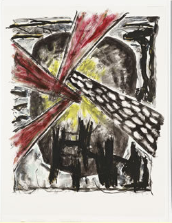 Crux. 1986 Monoprint and lithograph printed on paper Sheet: 38 3/8 x 29 3/8 in. 
