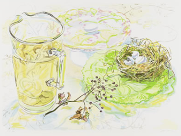 Rosehips Nest. 2004 Lithograph printed in color on Somerset Velvet paper Sheet/image: 29 1/8 x 39 1/4 in.; 73.9775 x 99.695 cm 