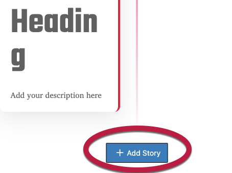 The + Add Story button indicated by a red circle