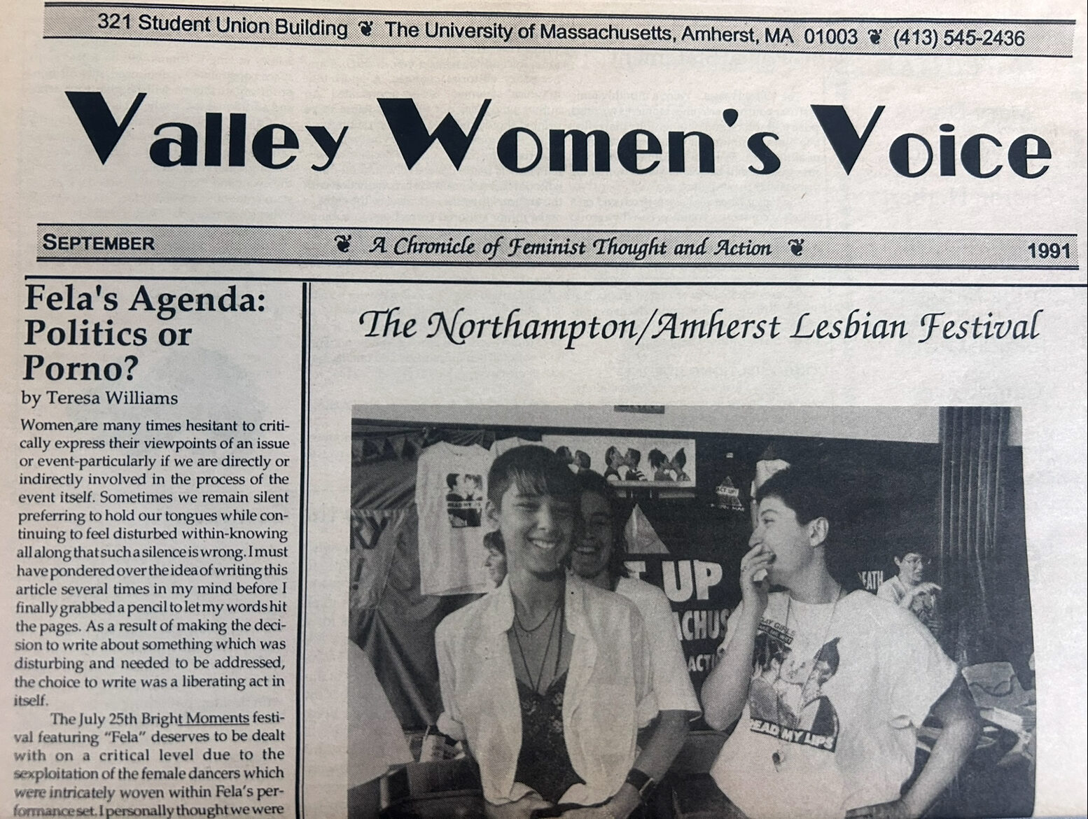 Excerpt from the September 1991 issue of Valley Women’s Voice