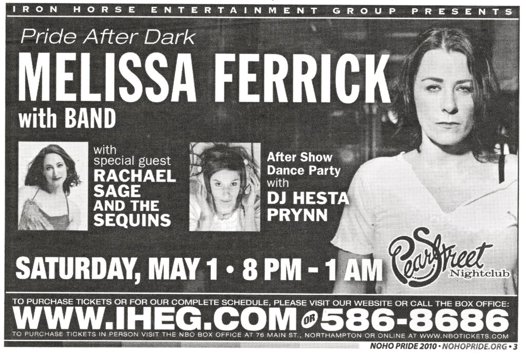 Melissa Ferrick “Pride After Dark” advertisement. 