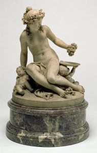 A sculpture of a Greek nymph with two children.