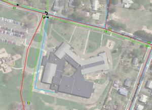 Detail from JSS map of three pipe systems